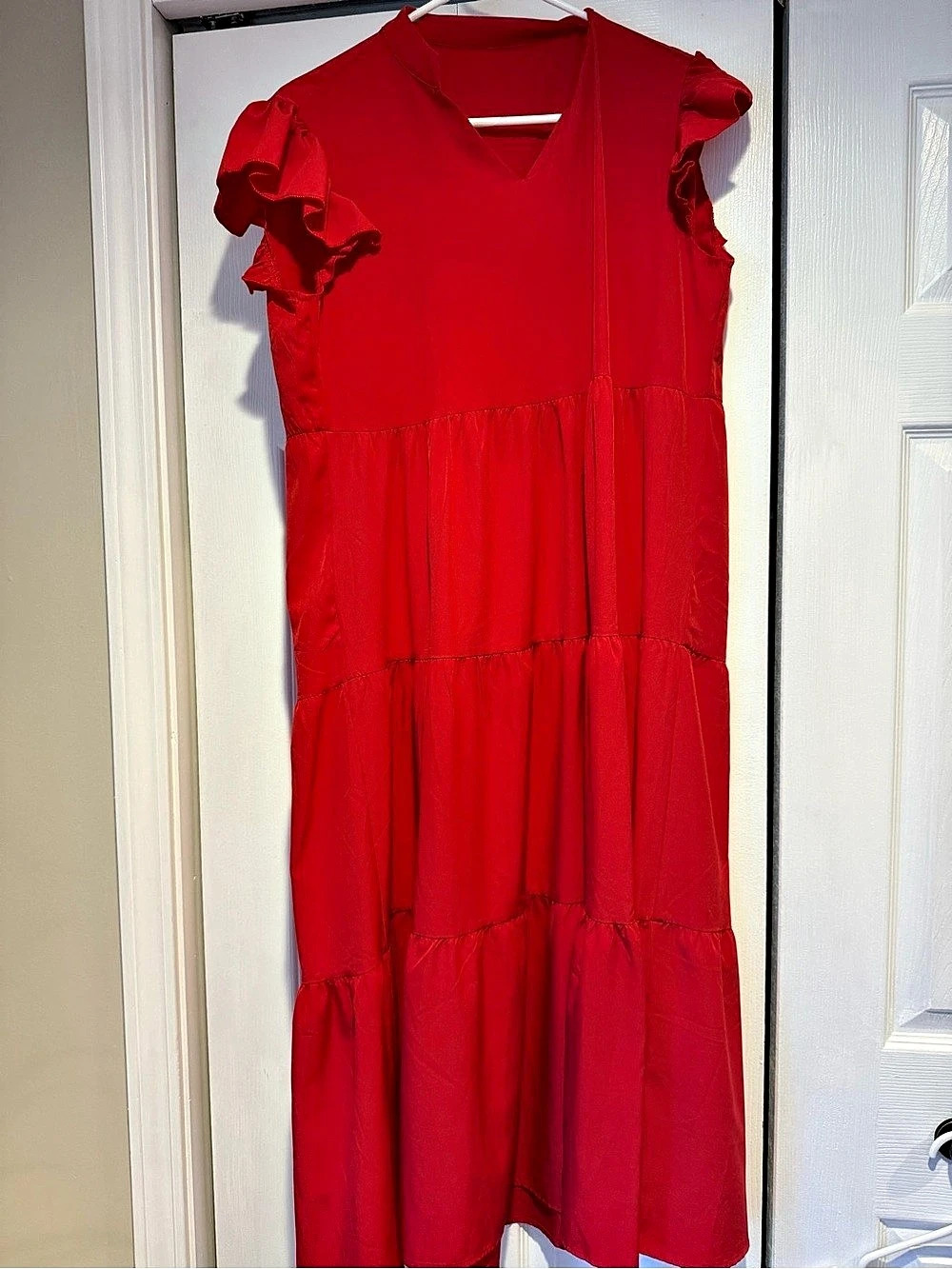 Spense Red Tiered Maxi Dress Size Medium